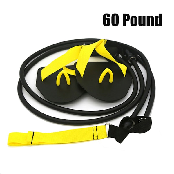 Uimavalmentajan käsivoimaharjoittelulaite vastuskuminauhalla ja uintilapalla Yellow (60 lbs)