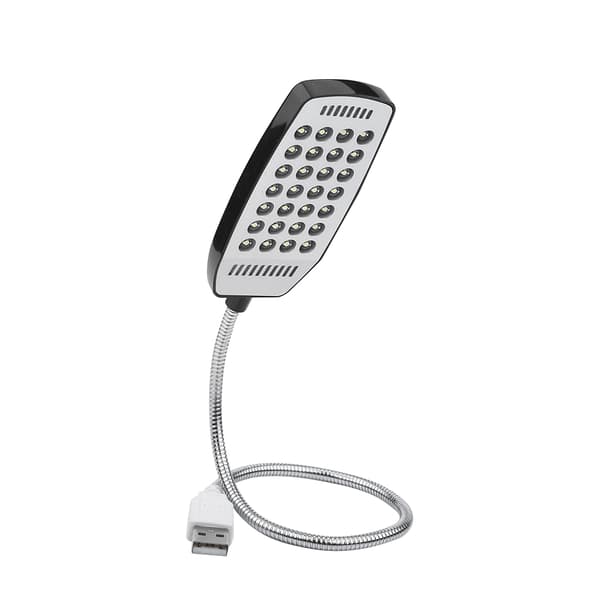 5V Fleksibel Svanenhals Mini USB 28 LED Bærbar Læselampe med Kontakt - Sort Computerlampe