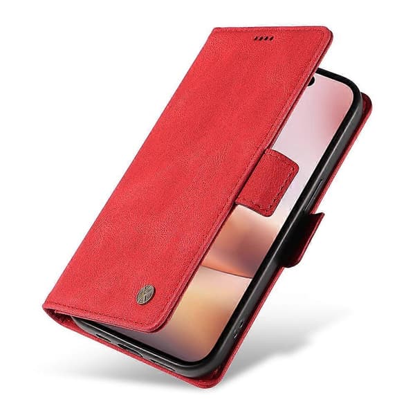 Kompatibel med iPhone 16 Plus Plånboksfodral Läder Telefonfodral - WELLNGS Red