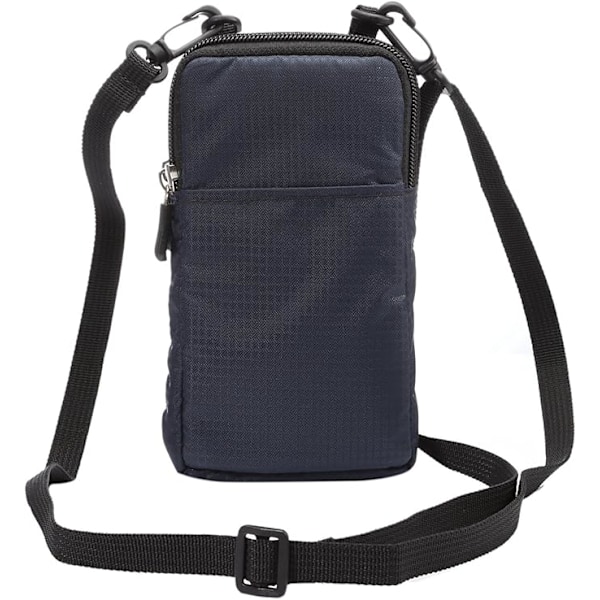 Mobiltelefonbälte, Crossbody Mobiltelefonväska, Utomhusresor Nylon Axelväska, med Bältesögla Karabinkrok Marinblå 9*16.5*3.0CM Navy blue