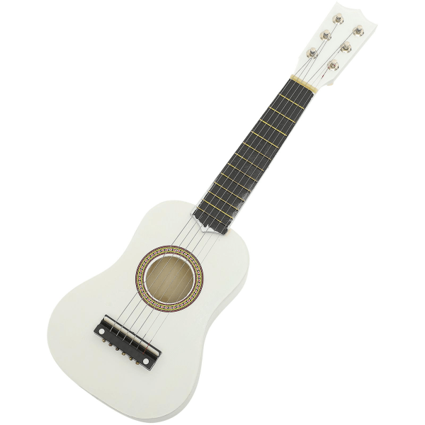 21 tum akustisk gitarr Minigitarr Musikinstrument Trähantverk för nybörjare barn (vit) White 53.5*17.5*6cm