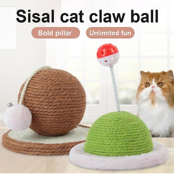 Pet Kattunge Sisal Rope Weave Ball Slitstark Cat Scratching Board Leksak Green 1