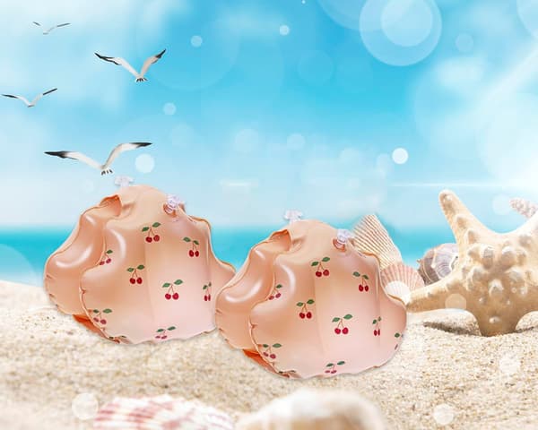 Simarmband 2 st PVC Uppblåsbara Armpuffar Flythylsor Rör Uppblåsbara Vattenringar för Sommar Utomhus Pool Strandfest Dinosaur