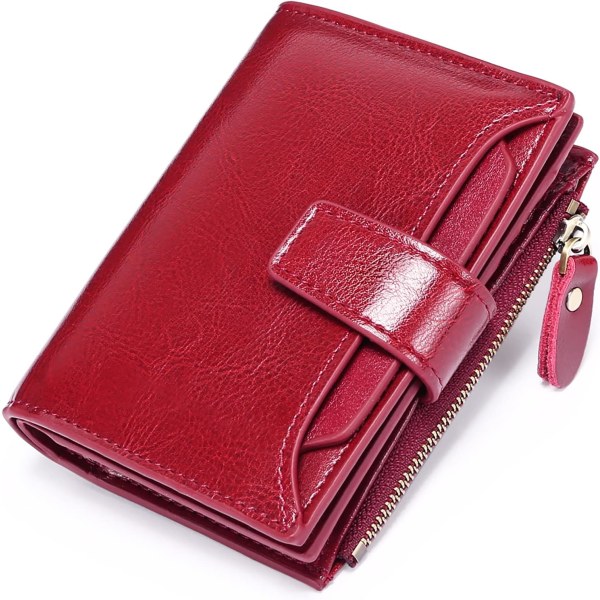 Damplånbok Smal myntplånbok i äkta läder Damplånbok med dragkedja och multi Anti RFID-blockerande Korta plånböcker röd red