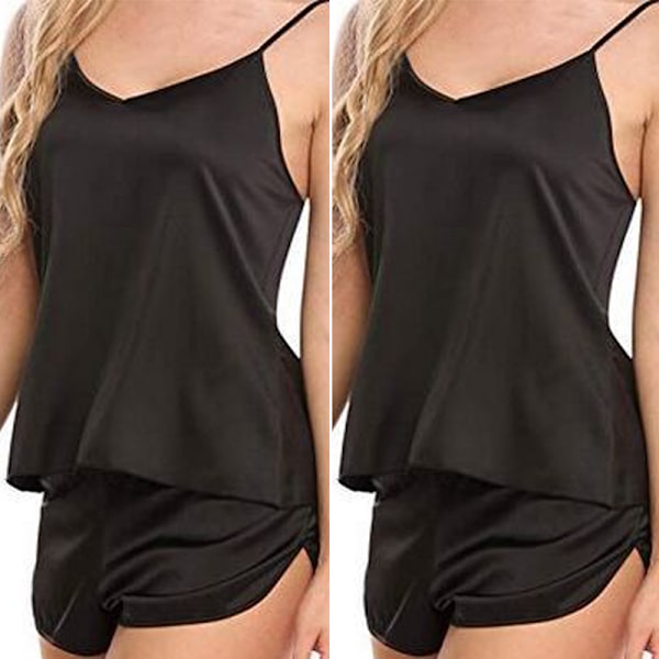 Dam Kort Jumpsuit med V-hals, Tryck, Axelbandslös, Casual Strandkläder Svart black XL