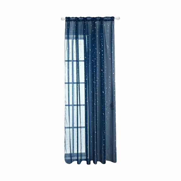 Stjernetulsgardin, gennemsigtig stjernegardin til soveværelse glitterstjerne voilegardinpanel voilenetgardin (100x270CM, marineblå, 1 gardin) Navy