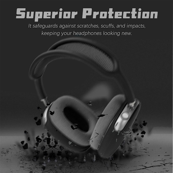 4-delt Silikone Beskyttelsesetui til AirPods Max Svart Sort