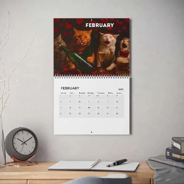 Ny 2027 \"Berusade Katter\" Kalender – Kattfest Väggkalender /Ölfestival