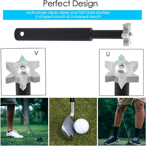 3-delt golfkøllebørste, foldbar golfkøllerenser med rille