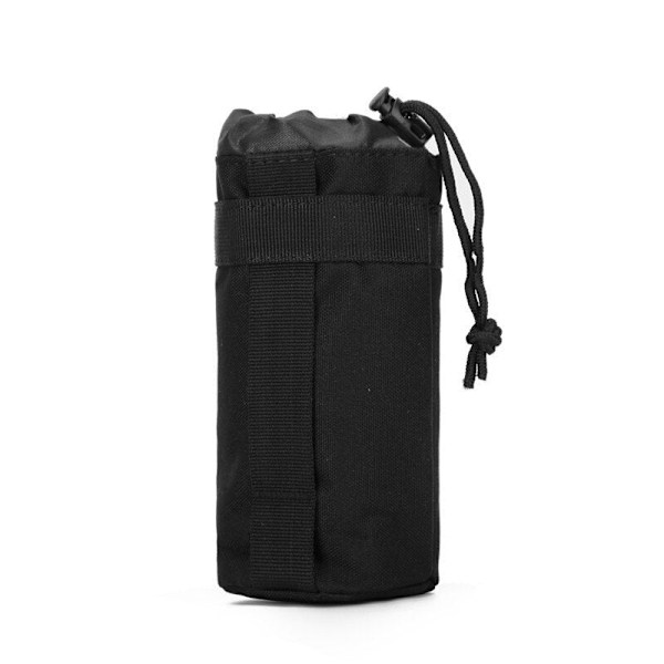 Taktisk Molle Vattenflaskväska Militär Utomhuscamping Vandring Dragsko Vattenflaskhållare Multifunktionell Flaskpåse Black with strap