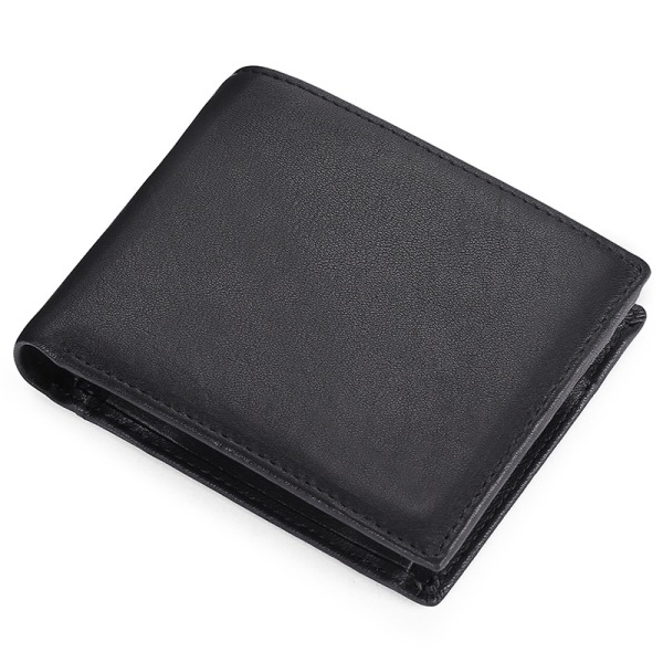 Herrplånbok i äkta läder - RFID-blockerande mjuk, slät, hållbar svart och orange black and orange