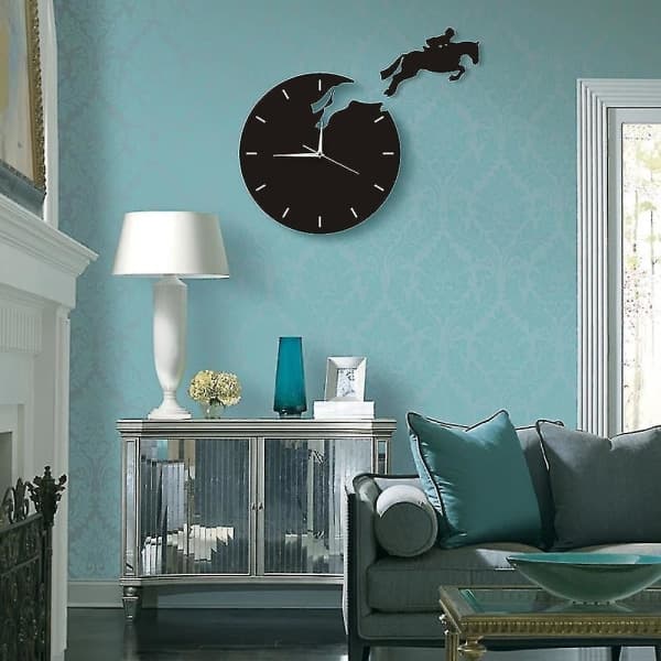 Art Decor Hevoshyppääjä Seinäkello Kello Hevosurheiluun Hevoskellot Design 3D Seinäkello