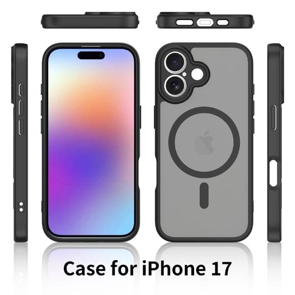 iPhone 17 Cover - Magsafe Frosted Cover - Sort Sort