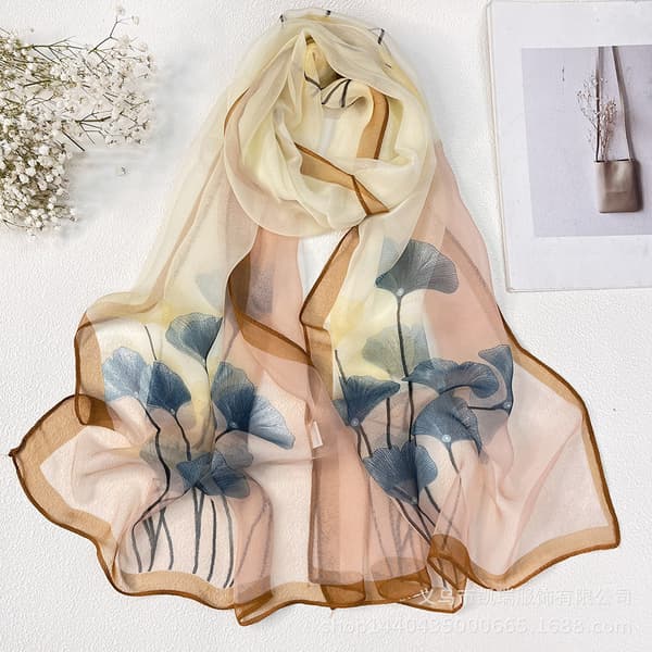 Lette moteskjerf for kvinner, trykte blomstermønstre, sjal, omslag, W03