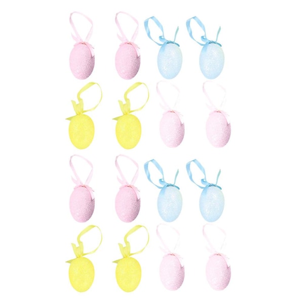 16st färgglada påskägg hängande hänge Glitter ägg hänge Kreativt hängande ägg Festtillbehör Äggprydnader Gör-det-självhantverk 5.5X4cm