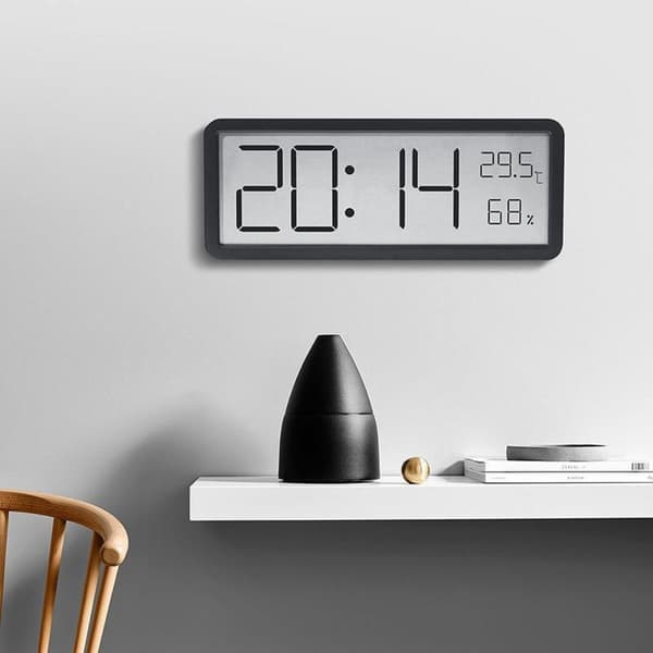 Digital Väggklocka Fuktighetsdisplay Elektronisk Klocka VIT White