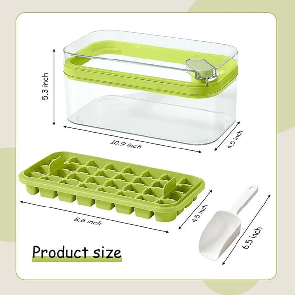 SDIGV Isbitsform med lock och behållare, 2-pack för frys, 64 isbitar (grön) Green