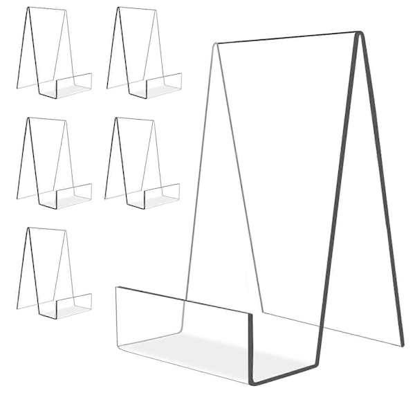 6 stk. Akryl Bog Display Stand Klar Staffeli med Kant Tablet Holder til Visning af Bøger Billeder Notesbøger