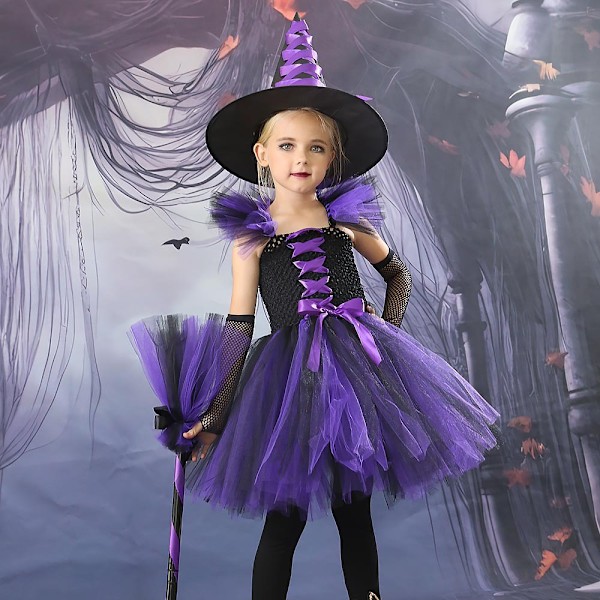 Jenteheks Tutu-kjole Lilla Rosa S-XXL for Halloweenfest og Opptreden pink XXL/160cm