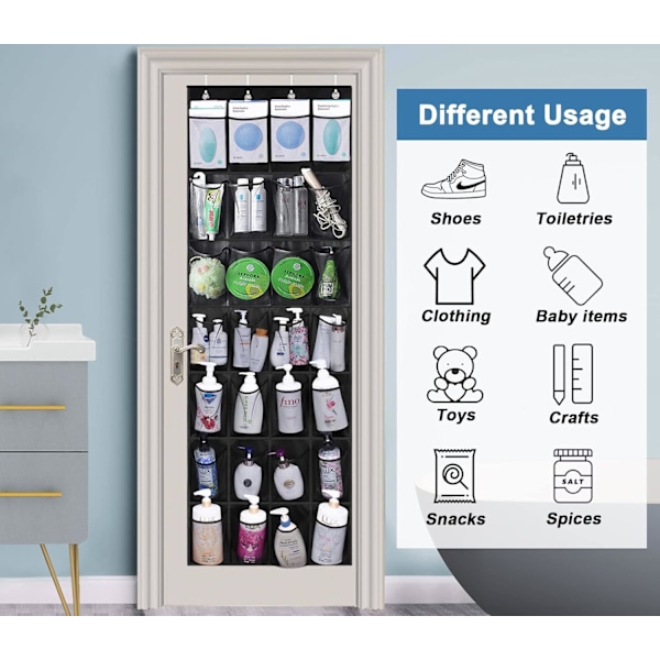28 Store Lommer Over Dør Skooppbevaring Organizer Garderobe Skohylle Nett Hengende Oppbevaring Skobhenger Holder Organizer Black