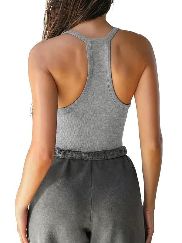 Dam V-ringad Linne, Slim Ribbad Slim Fit Topp Grå Grey S