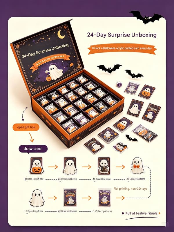 Halloween Ghost 26-dagars Akryl Blind Box Adventskalender