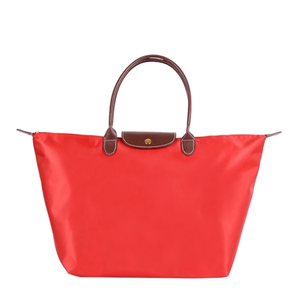 Vandtæt Nylon Dumpling Håndtaske Tasker Kvinder Tote Taske Damer Stor Kapacitet Håndtaske til Rejser Foldbar Casual Skuldertaske Rød Rød Rød Red M