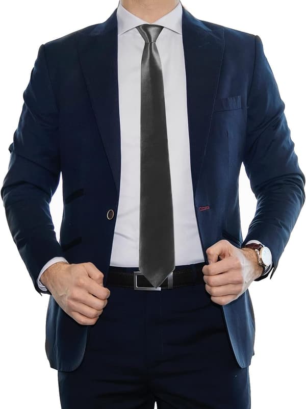 Slips för män, enfärgad halsduk för män, bröllop, affärer, formell slips Dark Grey