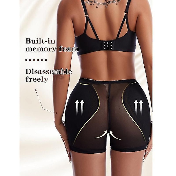 Buttlyftande Shapewear för Kvinnor med Höftkuddar, Trosor, Formare SVART BLACK 2XL