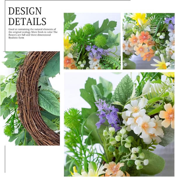 pc, konstgjord dörrkrans med gröna blad, (50 cm)