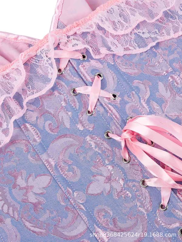 Off-shoulder blonde bustier med pufærmer og stivere – push-up brudekorset. Light purple S