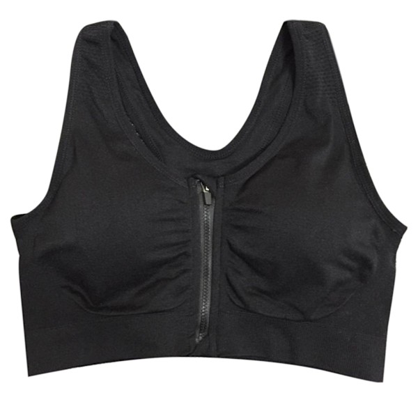 Kvinder Sports-BH High Impact Front Lukning Lynlås Trådløs Post Surgery Support Trænings-BH Fuld dækning Løbe-BH Sort Black M
