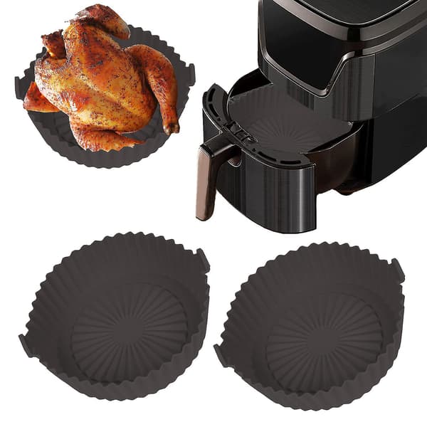 Genanvendelige silikone Airfryer forme, erstatning for bagepapir, Airfryer tilbehør, 6,5-8 tommer rund, 6. juni 2023 grey