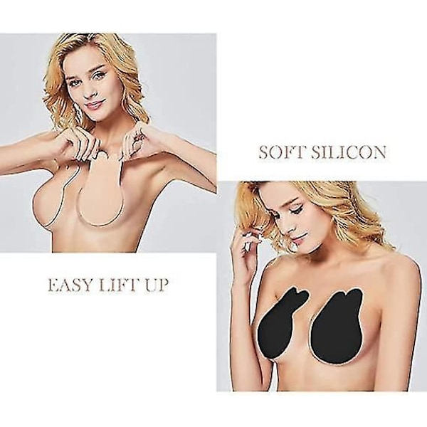 Kroppstejp, Osynlig Strapless Limmande BH-Set för Kvinnor Black