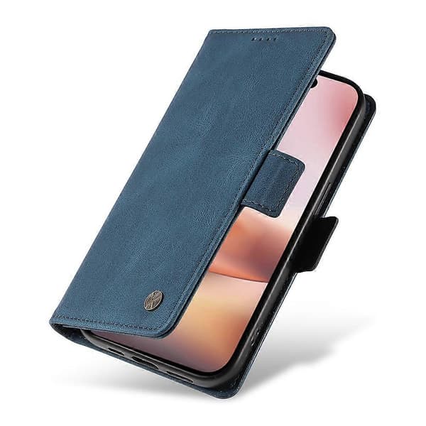 Kompatibel med iPhone 16 Plus Plånboksfodral Läder Telefonfodral - WELLNGS Blue