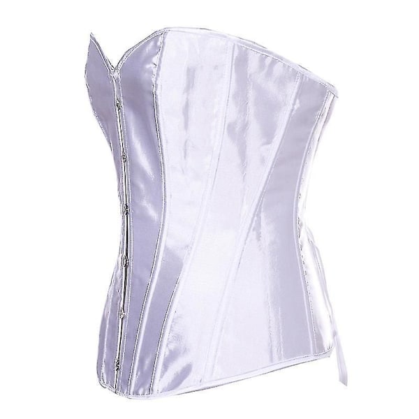 Bystier Korsett Topp för Kvinnor Sexiga Underklädesset Svart Satin Midjetränare VIT WHITE 4XL