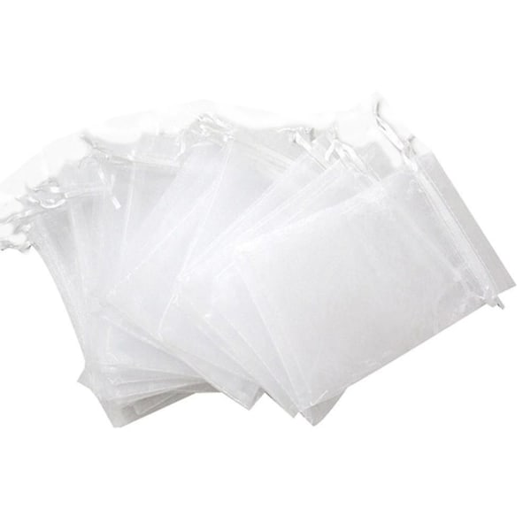 100 kpl Rypälesuojaverkko 23x17cm Rypälehedelmien Organza-pussi Kiristysnyörillä White