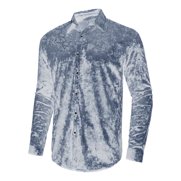 Langærmet fløjlsskjorte til mænd med knapper, krave og bluse, top grå Grey M