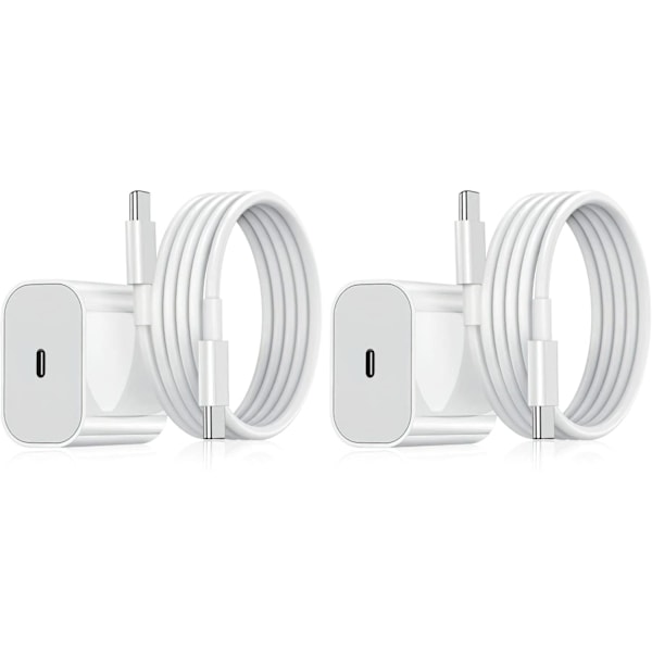 2-pack - Laddare för Samsung 25W Adapter + Kabel USB-C Snabbladdare White Vit