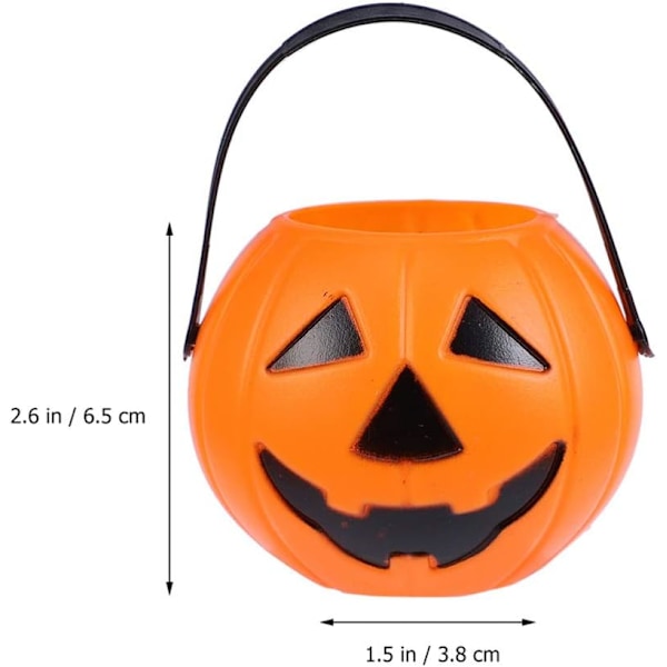 20 stk Halloween Gresskarbøtter Plastbøtter med Håndtak Godteriboks Gresskarbøtter for Knask eller Knep melodramatic smiley face