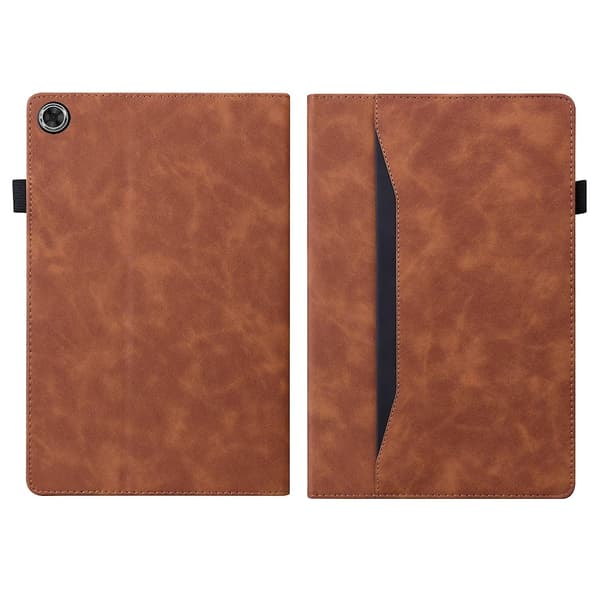 Læretui med sømmer for Samsung Galaxy Tab A9+ Brown
