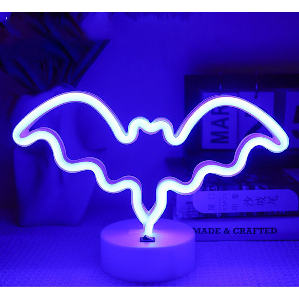 LED-haamu neon-valot yövalo USB/paristokäyttöinen haamu neon koristeellinen valokyltti sininen neon-valot syttyvät blue Bat