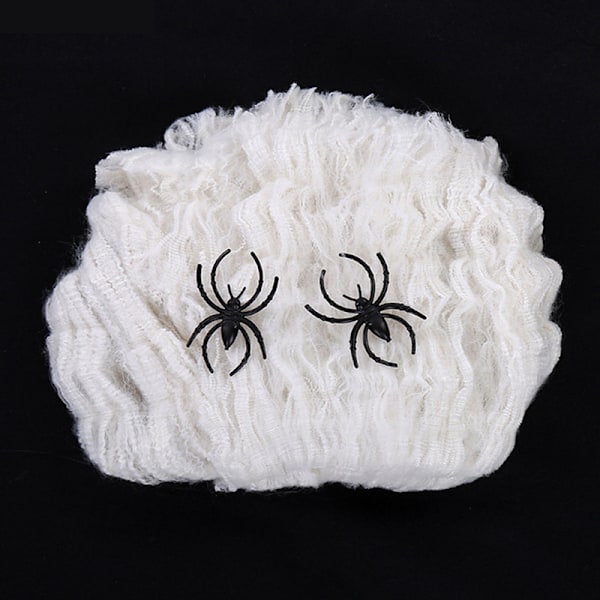 Halloween-hämähäkkipuuvillan hämähäkinverkko muoviset pienet hämähäkit baari salahuone kummitustalo ulkokoristeet rekvisiitat 60-pack spiders