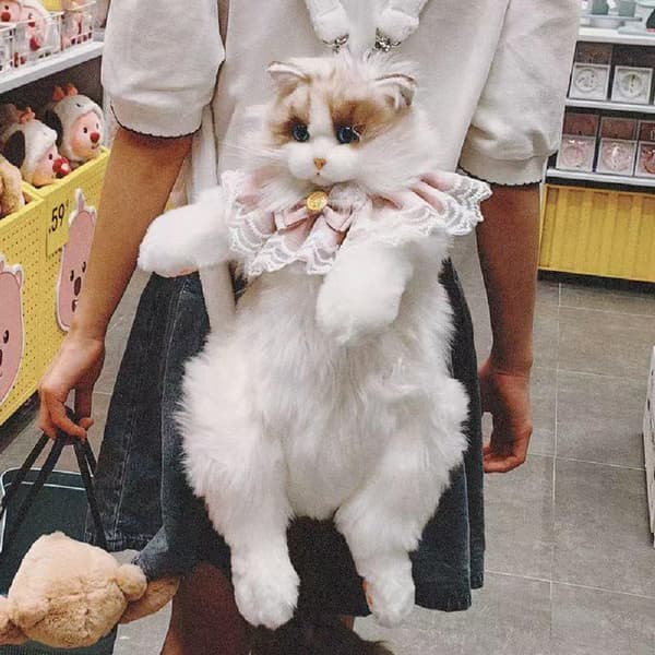e Simuleret Kat Designer Rygsæk Kvinder Kawaii Blød Plys Trend A2