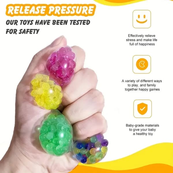 10-pack stressbollar med färgglada vattenpärlor