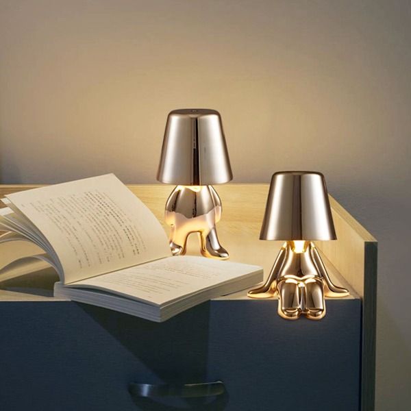 Golden Man Bordslampa Trådlös Nattlampa Nordisk Skrivbordslampa för Hem Bar Hotell Dekoration Guld gold D