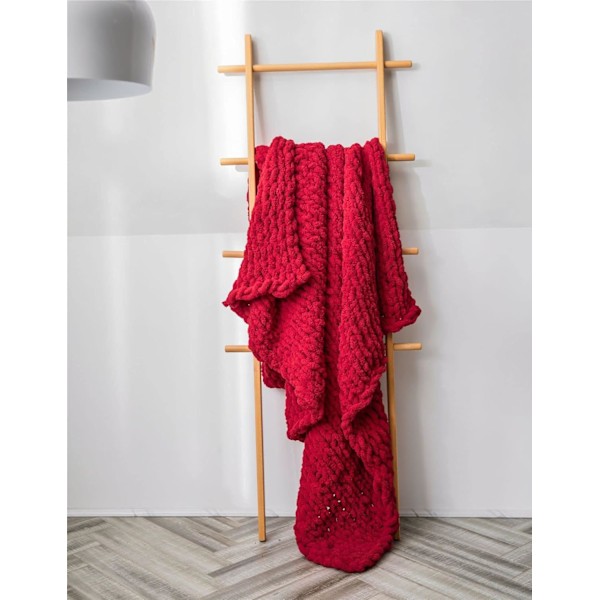 Tjock Stickad Chenille Garn för Handvirkade Filtar, Supersoft Stort Jumbo Filtgarn yy Red