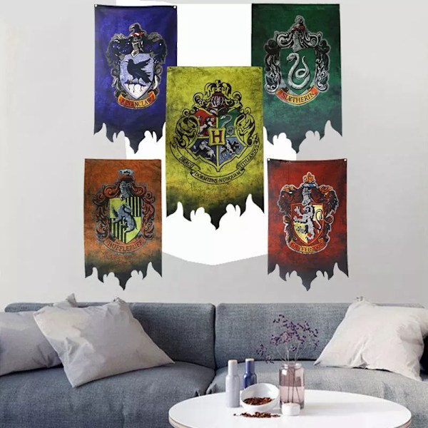 5-pack Trädgårdshängande 11,8*19 tum Flagga Harry Potter Banner Vägg Juldekoration