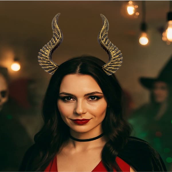 Halloween Djevelhorn Pannebånd DIY Montering Cosplay Hårtilbehør Rekvisitt, Transformerbart Festkostyme Hodeplagg for Kvinner og Menn, Justerbart A4