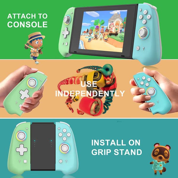 Kompatibel trådlös handkontroll (V/H) för Switch / OLED Lite, joysticks med Custom Crossing Edition Black